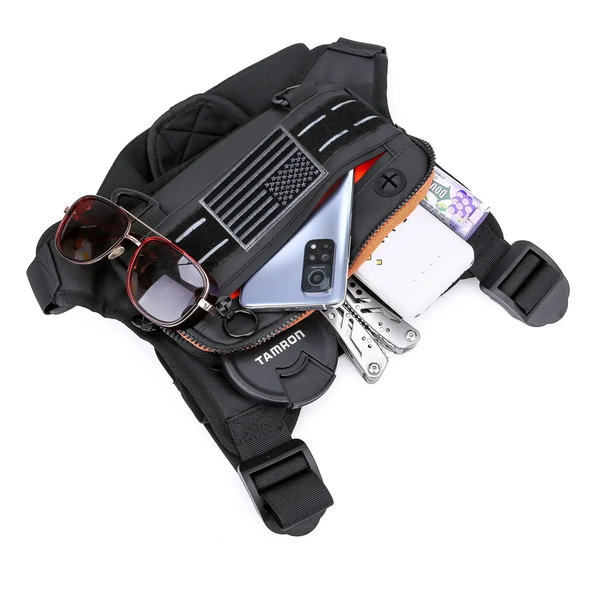 Water-Resistant Sports Chest Bag with Phone Holder