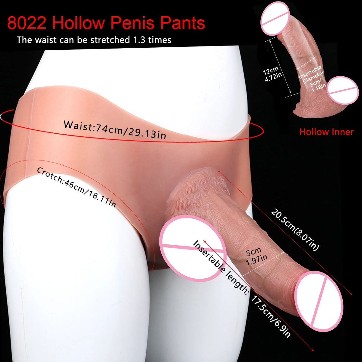 Realistic Silicone Hollow Dildo Pants