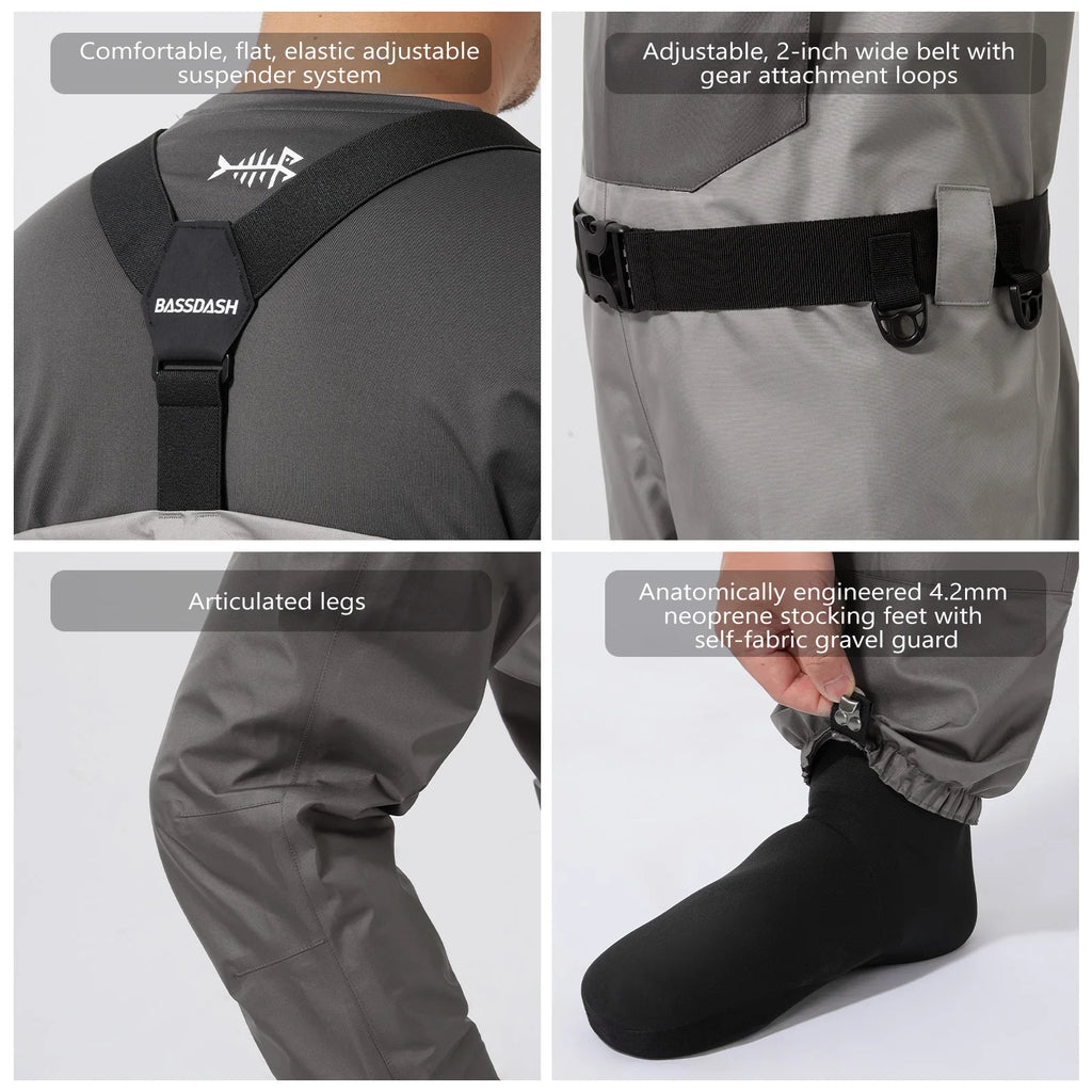 Men’s Fishing Waders  Breathable Polyester Chest Waders
