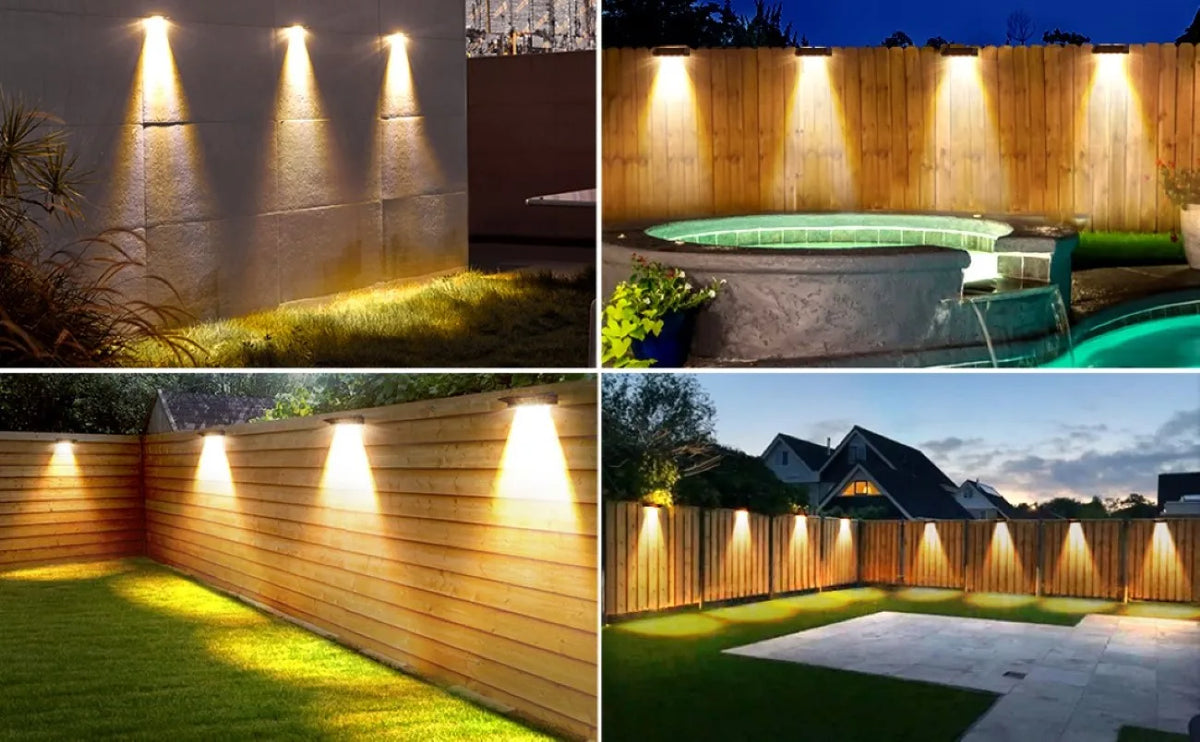 2 Pack Solar Wall Lights 4 LED Solar