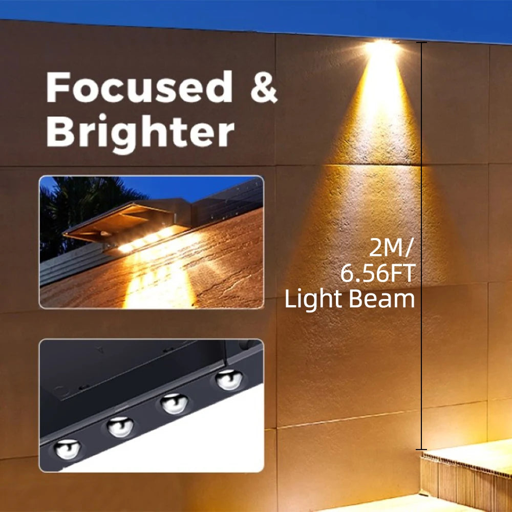 2 Pack Solar Wall Lights 4 LED Solar