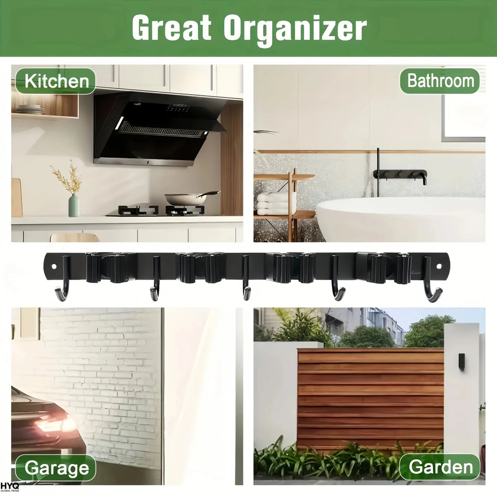 Heavy-Duty Wall-Mounted Tool Rack – 4 Slots & 5 Hooks