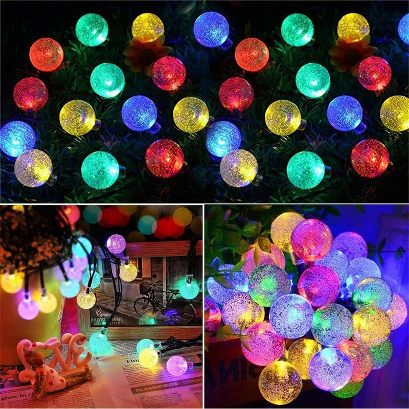 Solar String Lights Outdoor 200 Led Crystal Globe