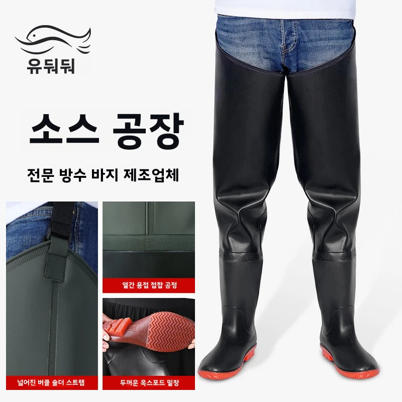 PVC Waterproof Fishing Waders – Full-Length Outdoor Wading Boots