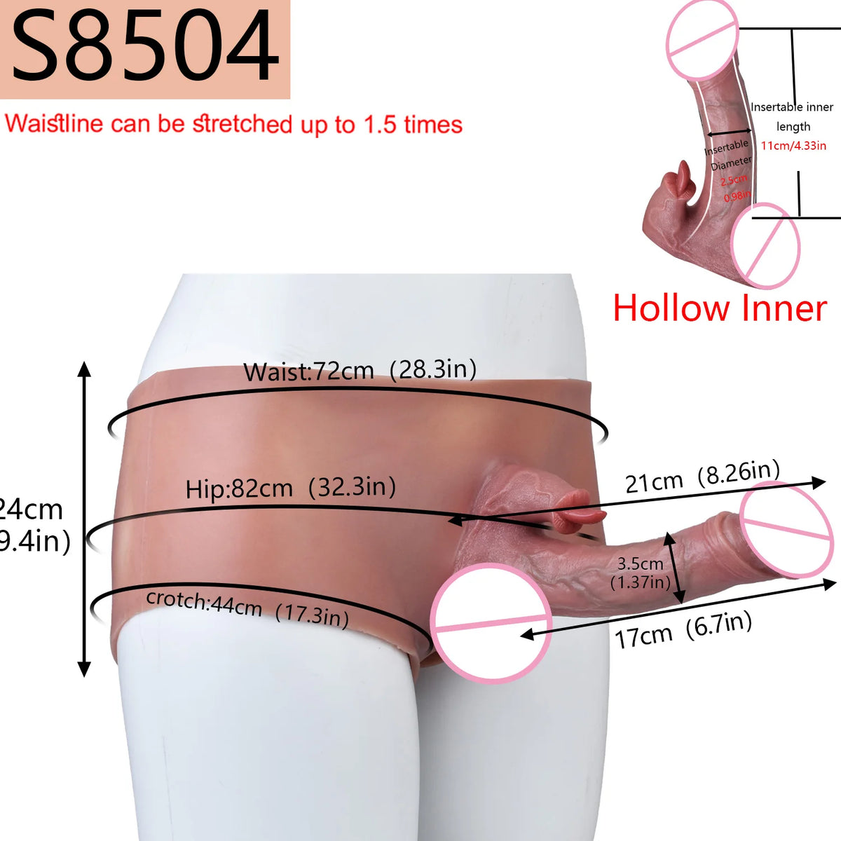 Realistic Silicone Hollow Dildo Pants