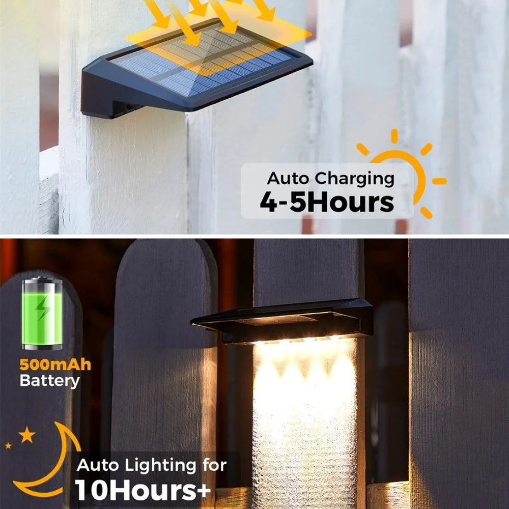 2 Pack Solar Wall Lights 4 LED Solar