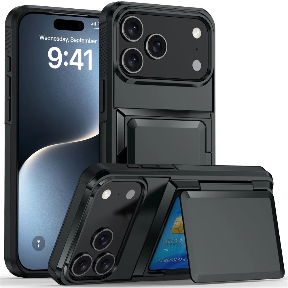 iPhone Wallet Case – Card Holder & Shockproof Protective Cover