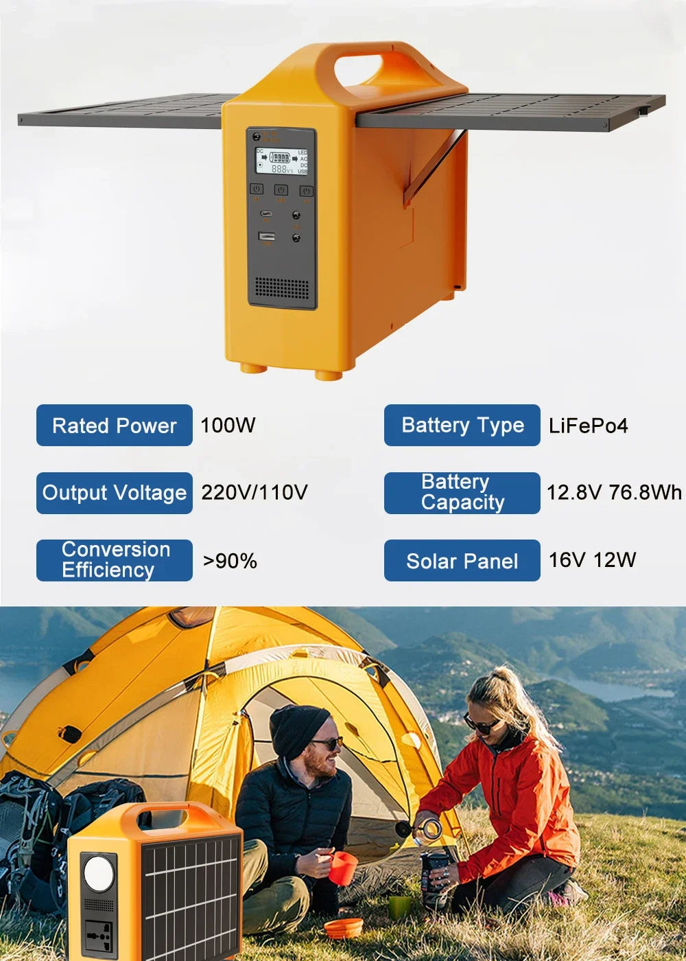 100W Portable Power Station – 76.8Wh