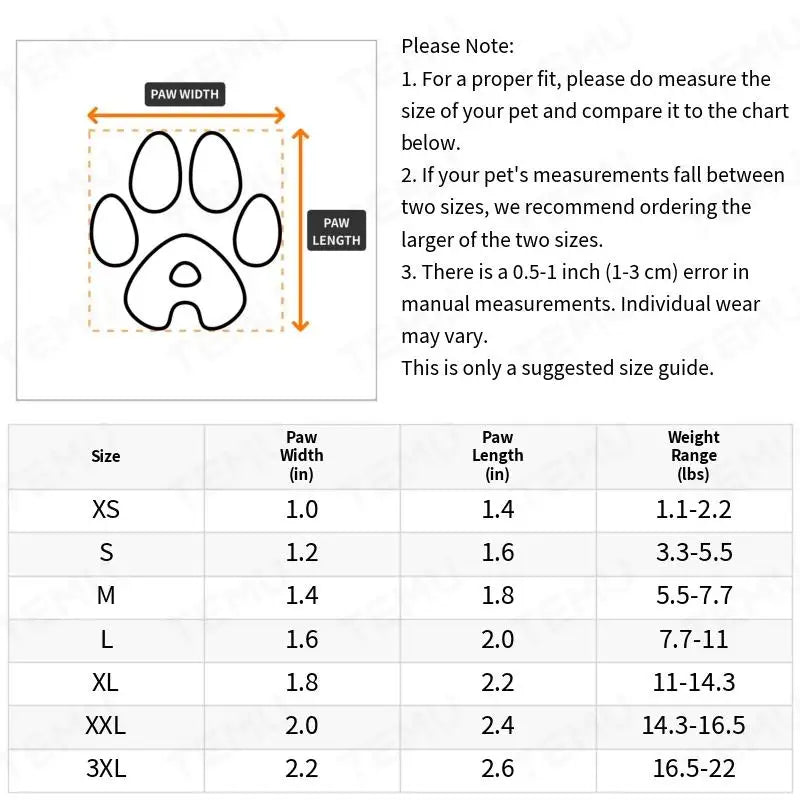 Water-Resistant Dog Boots  4 Pcs Paw Protection Set

📝 Description