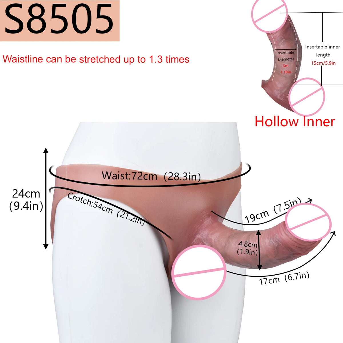Realistic Silicone Hollow Dildo Pants