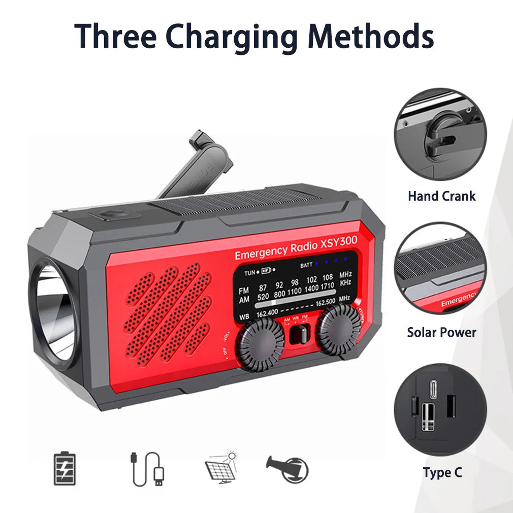 Solar & Hand Crank Emergency Radio with SOS Alarm