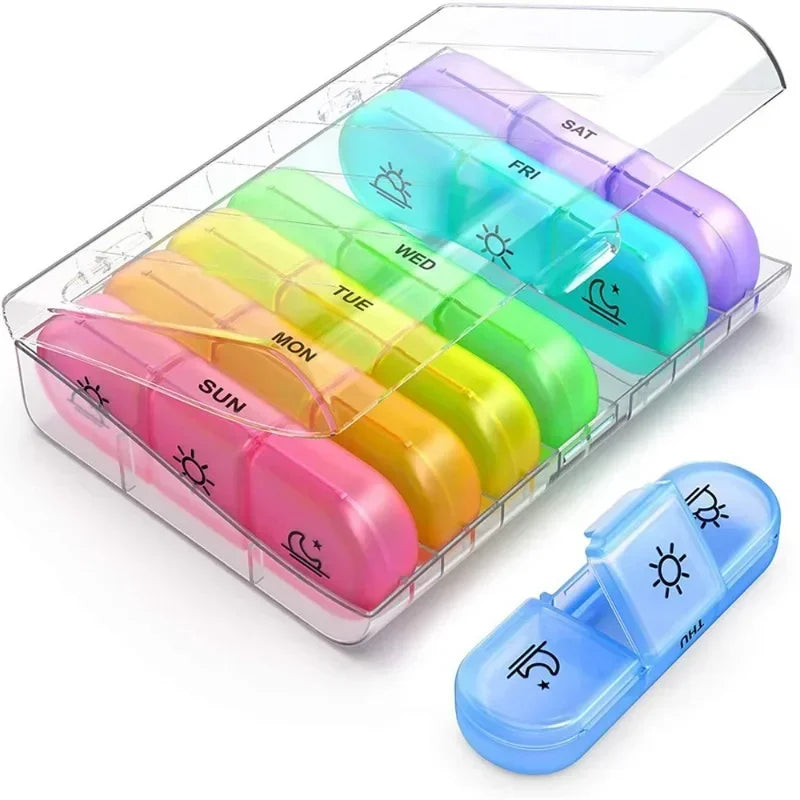7-Day Weekly Pill Organizer – 21 Compartments