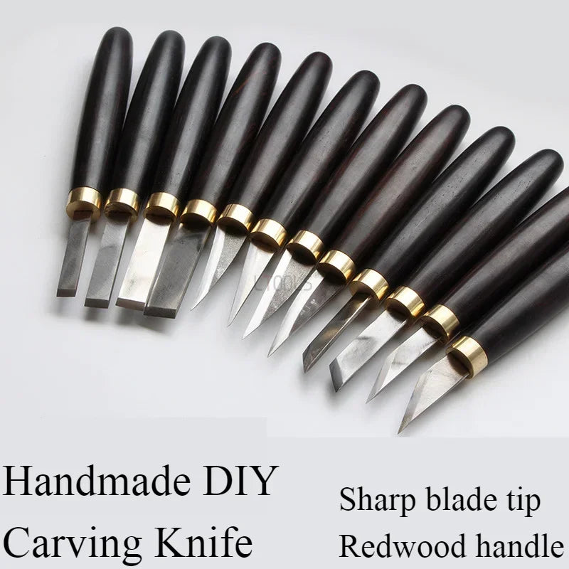 12-Piece Wood Carving Knife Set – Wooden Handle Tools