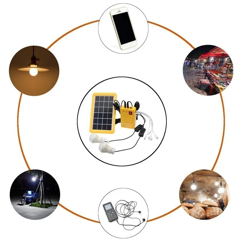 Solar Lighting Kit with 3 LED Bulbs